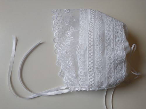Christening Baptism/Special Occasion /Wedding Satin/Cotton Bonnets-Booties Sets - Picture 21 of 45