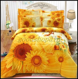 3d Sunflower Printed 4pcs Bedding Set 100 Cotton Duvet Covers Bed