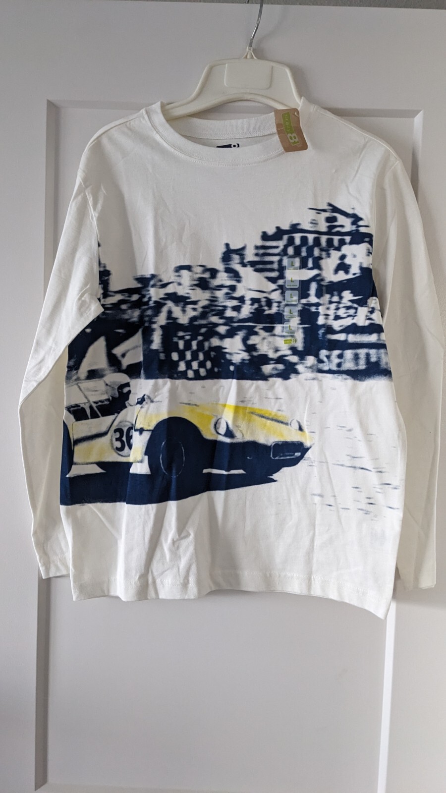 Crazy 8 Boys Long Sleeve White Race Car tshirt L NWT eBay