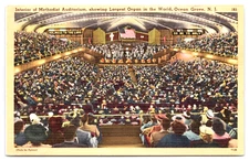 Postcard Ocean Grove New Jersey Methodist Auditorium Largest Organ in World