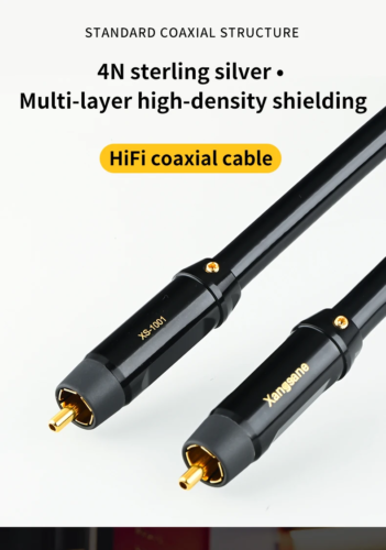 Pure Silver Coaxial Hifi Audio Cable 75ohm SPDIF Digital decodin Subwoofer Cable - Afbeelding 1 van 6
