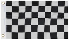 Black &White Checkered Super Polyester 12x18 12"x18" Boat Flag Banner Grommets
