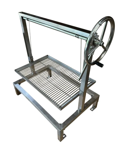 Argentinian Charcoal BBQ Adjustable Cooking Grill 81cm Wide in Stainless Steel - Picture 4 of 6