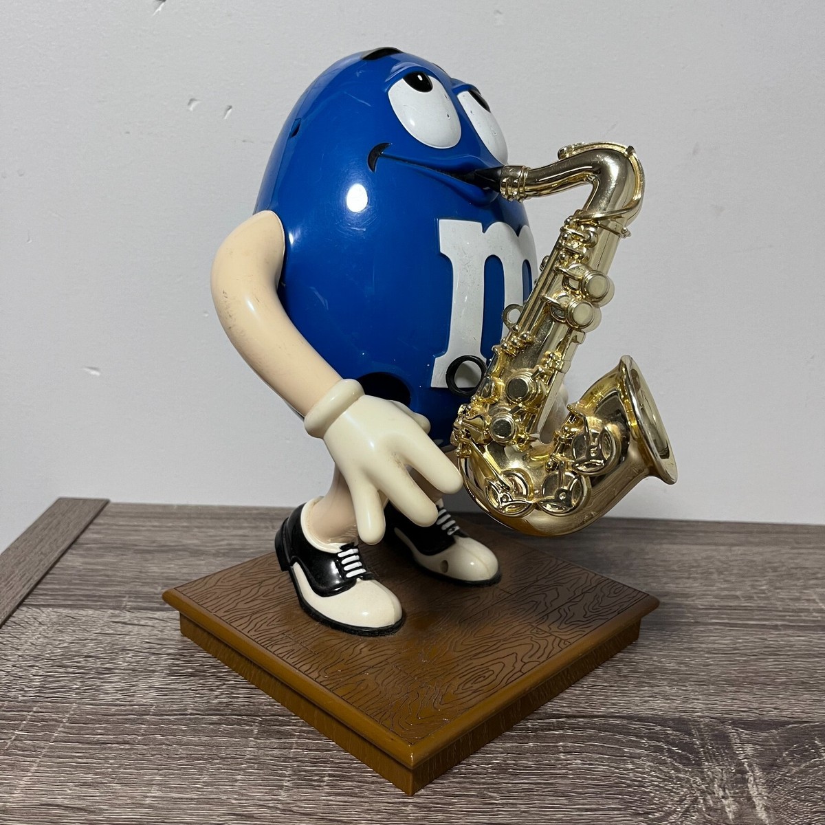 Collectible M&M's Candy Dispenser Blue Saxophone Jazz Music