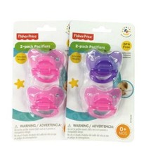 2 Packs of Pink Purple and Pink Pacifiers Silicone Nipple BPA Free Fisher Price