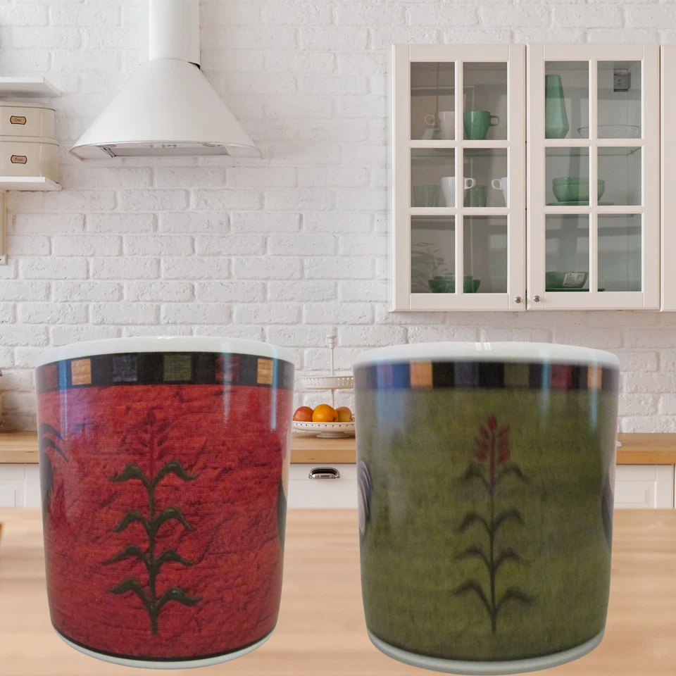 Juego de tazas de café Brandon House Sakura Country Quartet rojo/verde gallo Foto 2 de 4