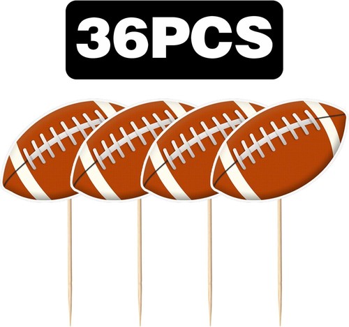 36Pcs Football Cupcake Toppers Decoration, Rugby Cake Decorations...  - Picture 3 of 7