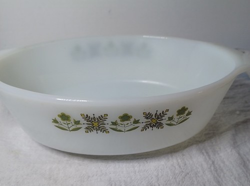 Anchor Hocking Fire King 437 Green Meadow Round 9" Casserole Baking Dish 1 1/2Qt - Picture 3 of 3