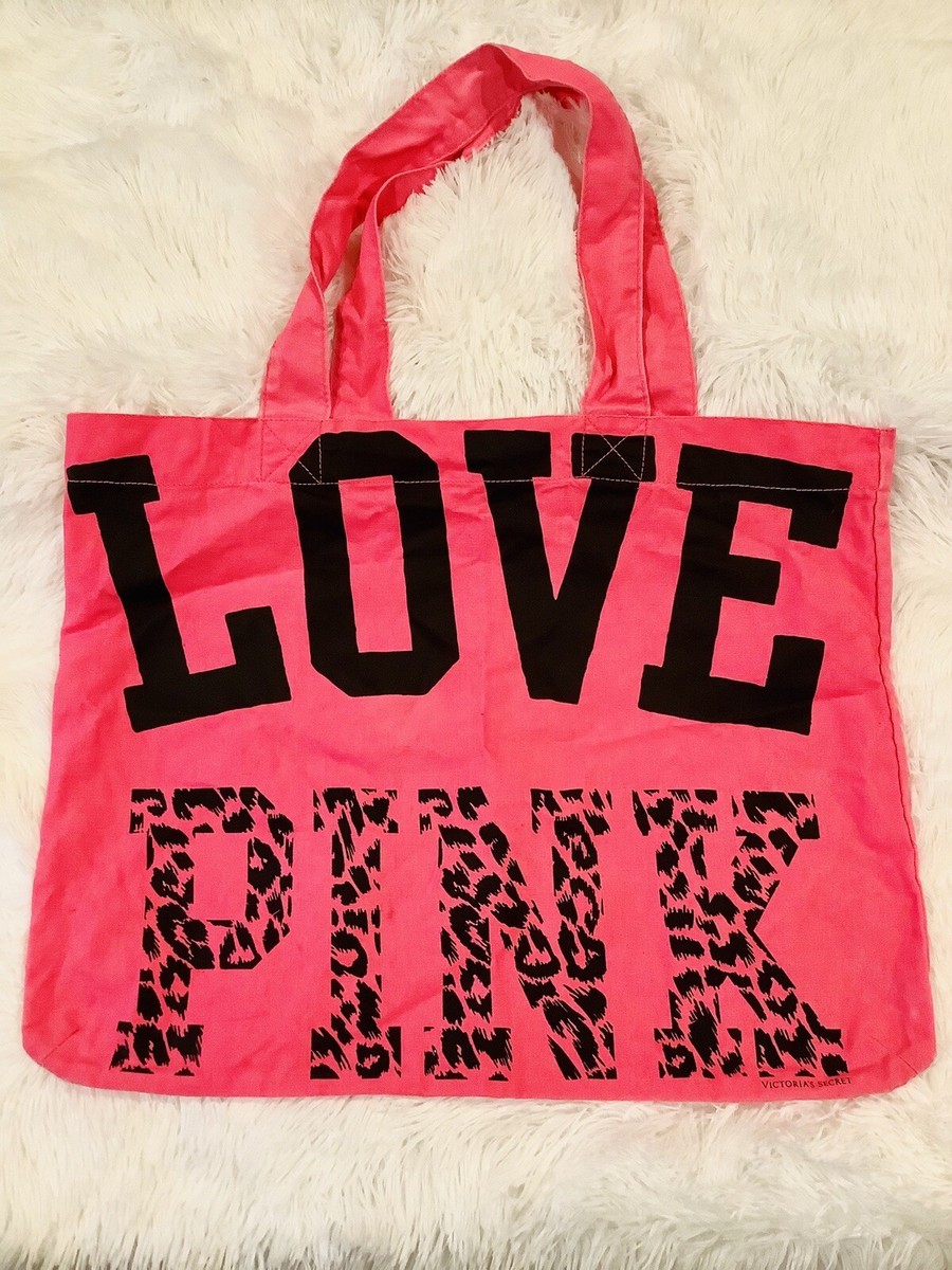 Victoria's secret 可愛い4ポケット限定ビーチトートバッグ VICTORIA'S SECRET LOVE PINK Leopard CANVAS TOTE Large, Black