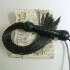Leather Flogger w/ Synthetic Hair, Short Flogger 18.5 Handcraft USA Special
