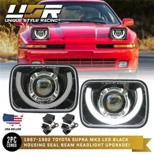 Black Housing LED Projector U Style 7x6 Headlight H6054/6052 w/MODULE For Toyota