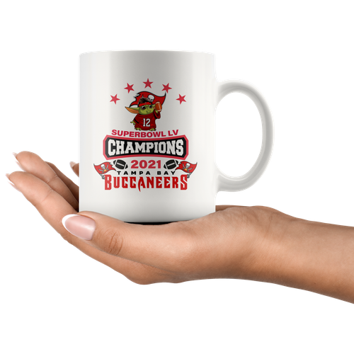 Tampa Bay Buccaneers Super Bowl LV Champs Brady Yoda White Coffee Mug Fan Gift - Picture 4 of 14