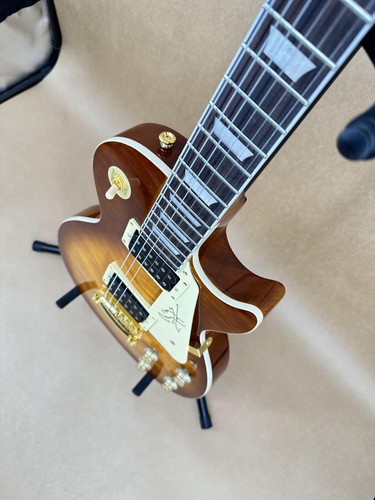 Chitarra Elettrica LP Tobacco Sunburst Finish Gold Hardware Doppio Humbucker Pickup - Foto 5 di 11