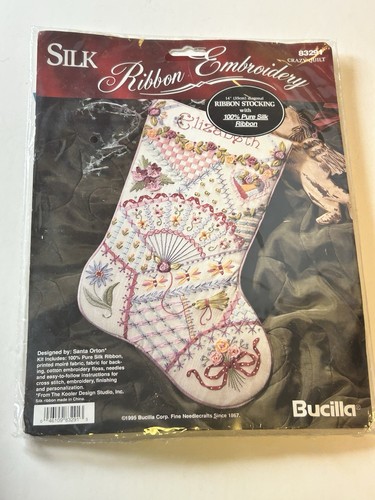 Ribbon Stocking Embroidery 83291 Crazy Quilt 1995