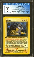 Pokemon Neo Revelation 1st Edition Raikou 13/64 CGC 6 Super Clean with a SWIRL!