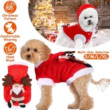 1Pc Pet Christmas Clothes Santa Claus Reindeer Antlers Costume Winter Outfit New