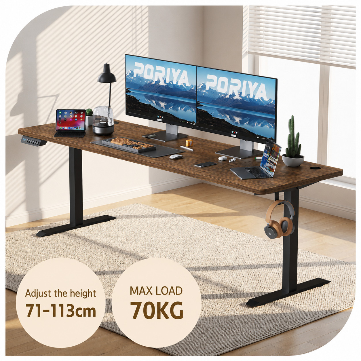 1.7M Electric Standing Desk Height Adjustable Home Office Computer Working Desk — image 11