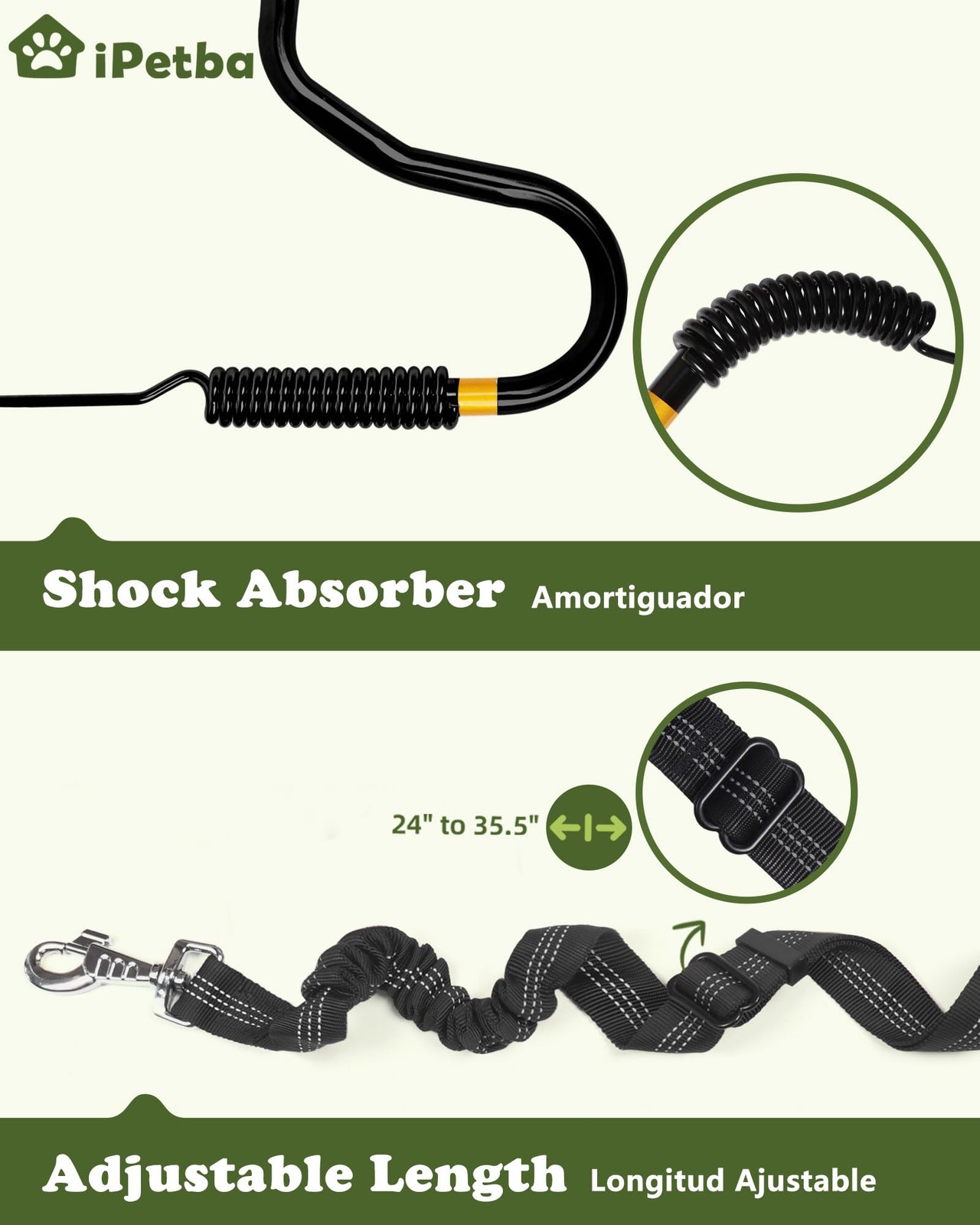 Fahrradleine für Hunde mit Quicklock und Abstandhalter - Fahrrad Hundeleine m...