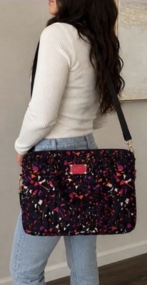 Marc by Marc Jacobs Quilted Nylon Laptop Messenger Bag Abstract Fleece Lined