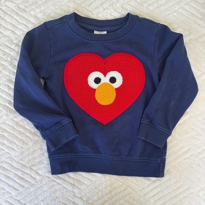Hanna Andersson Sesame Street Elmo Heart Sweatshirt Size 3T Navy Blue Pullover