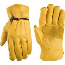 One Pair Wells Lamont Men's Leather Work Gloves Cowhide Leather, NEW