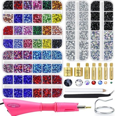 Hotfix Rhinestones Applicator Kit with 11000PCS Hot Fix Crystals 3Mm 4Mm 5Mm, Be
