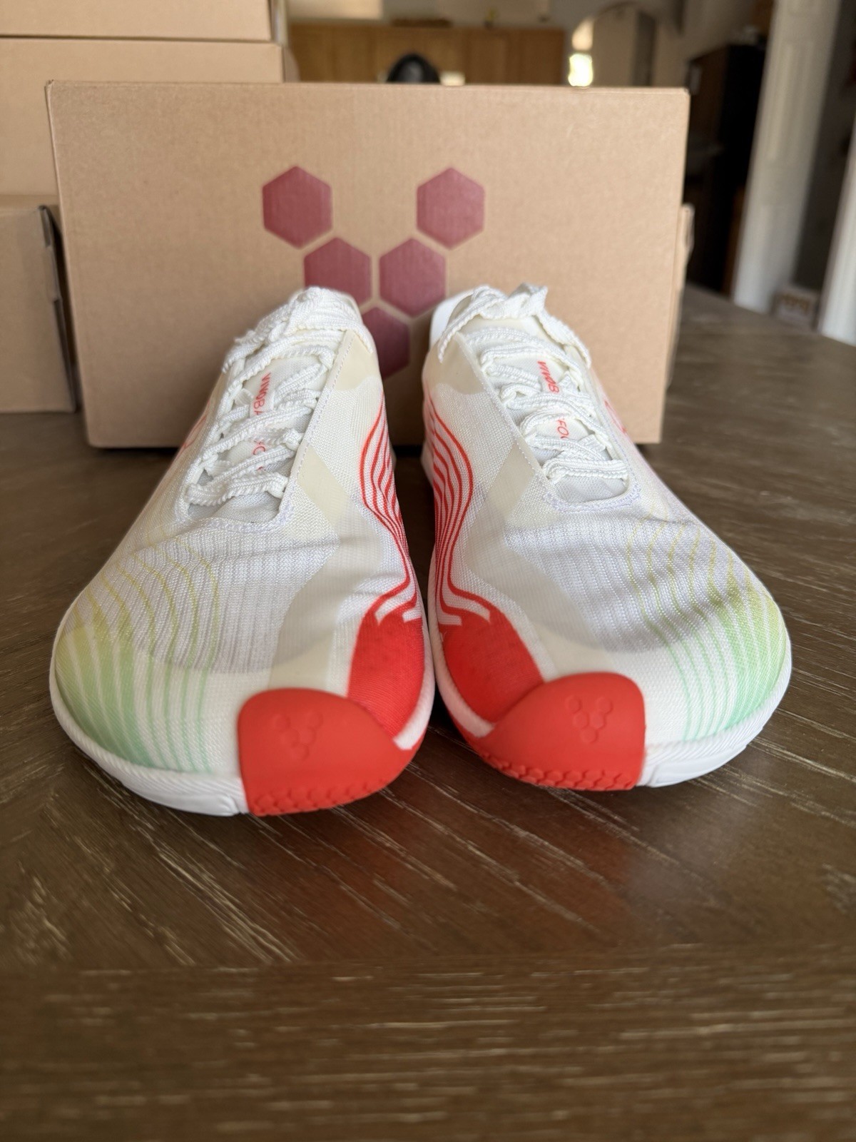 Vivobarefoot Primus Flow Bright White/Neon Orange Size 10M