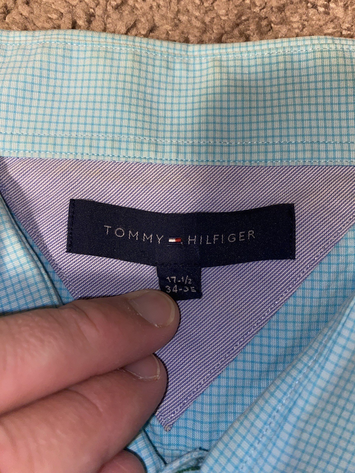 Tommy Hilfiger Button Up Down Mens Size XL Beach Blue Summer Work Dress Shirt