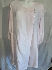 Match Point USA M Tunic Dress Lagenlook 100% Pure Linen Pink  Pocket Patchwork
