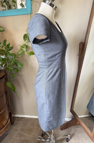 H & M Career Casual Short Sleeve Gray Lined Dress Sz 10 - Picture 5 of 9