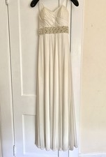 Cache Strapless Evening Gown With Gold Threads, Beads And Rhinestones Accents