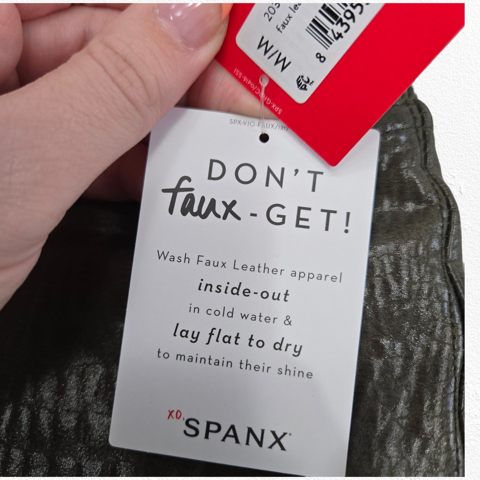 SPANX Dark Olive Green Croc Shine Leggings Size M - NWT image 6