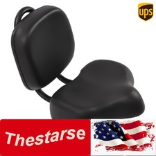 Bike Saddle Seat w/ Backrest Bicycle Extra Wide Comfort Leather Cushion Soft Pad