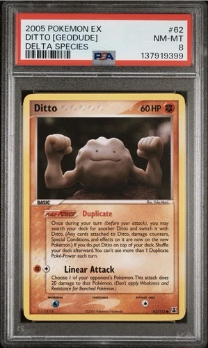 2005 POKEMON EX DELTA SPECIES #62 DITTO [GEODUDE] PSA 8