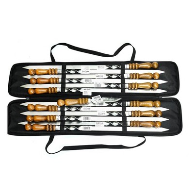 12 Schaschlikspießen Tasche Kebab Grillspieße Edelstahl Fleischspieße BBQ Spieße