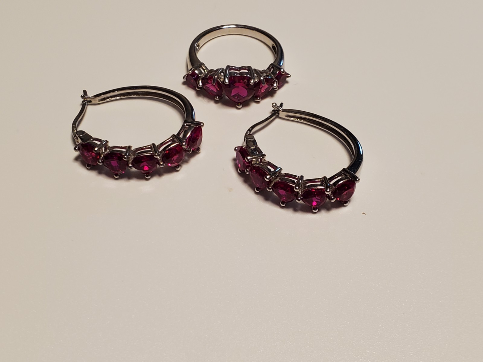 JTV HEART SHAPE LAB CREATED RUBY STERLING SILVER … - image 2