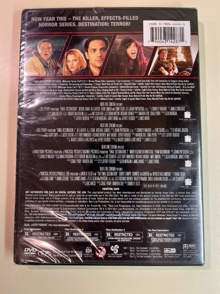 Final Destination 4-Film Collection DVD, Read for Four Horror Movies ...