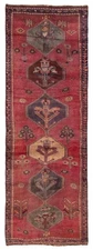 4'2" x 11'10" Traditional Vintage Oriental Hand-Knotted Wool Area Rug In Red