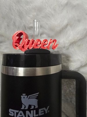 Queen Bow Straw Topper 3D Printed for Stanley/Tumbler 20,30,40oz - Red