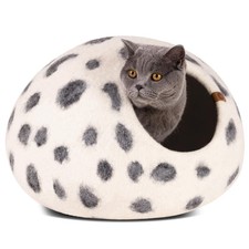MEOWFIA Cat Cave Merino Wool Bed for Indoor Cats Snow Leopard, Large