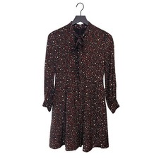 Madewell Balsam Tie Neck Dress In Stary Night 100% Silk Size 00 4th Of July