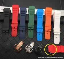 For Richard Mille Waterproof Silicone Rubber Watch Strap 25mm Spring Bar Style