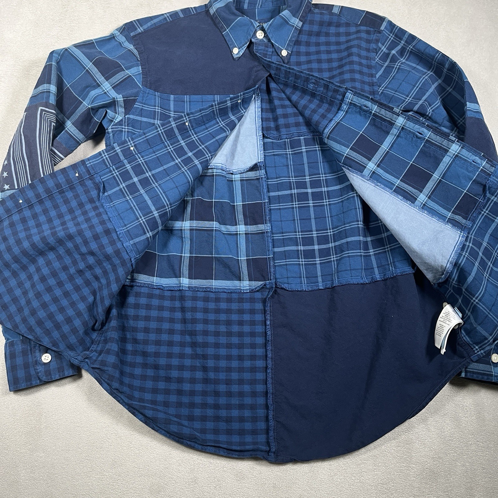 VTG Ralph Lauren Eagle Stamp Patchwork Shirt Men … - image 8