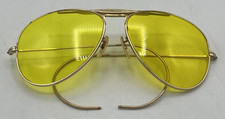 Vintage Aviator Pilot Sunglasses Art Craft Yellow Lens 1/10 12k Gold Filled