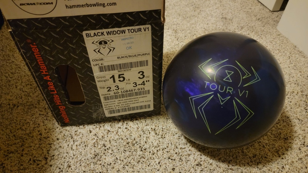 HAMMER TOUR V1 ボウリングボール15P Hammer Black Widow Tour V1 Bowling Ball 1st Quality | 15 Pounds