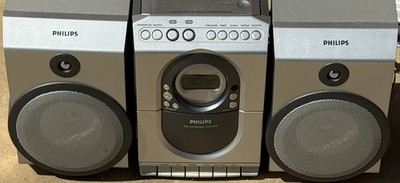 Philips MC138/37 Silver AM/FM Radio Cassette CD Player Stereo System Works READ!