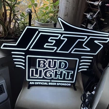 Bud Light New York Jets Led Beer Sign Man Cave Tiki Bar