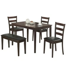 Coaster Guillen 5-piece Wood Dining Set with Bench Cappuccino and Dark Brown