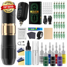 Wireless Tattoo Kit Rotary Tattoo Machine Pen Kit with 1PCS Battery and 20 Pcs C