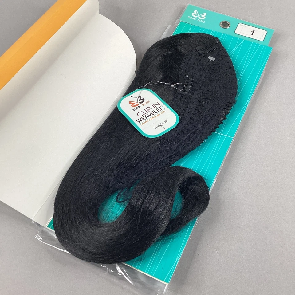 Синтетический прямой зажим для волос No1 Jet Black 14 дюймов Crown Piecce Weavelet - Изображение 2 из 4